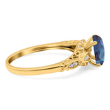 Oval Natural Stone Leaf Design Ring