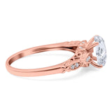 Oval Natural Stone Leaf Design Ring