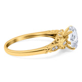 Oval Natural Stone Leaf Design Ring