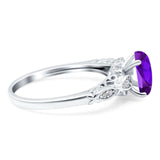 Oval Natural Stone Leaf Design Ring