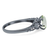Oval Natural Stone Leaf Design Ring