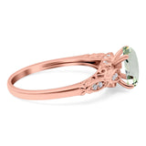 Oval Natural Stone Leaf Design Ring