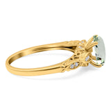 Oval Natural Stone Leaf Design Ring
