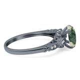 Oval Natural Stone Leaf Design Ring