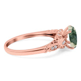 Oval Natural Stone Leaf Design Ring