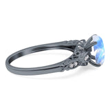Oval Natural Stone Leaf Design Ring
