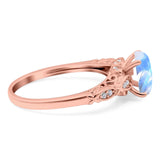 Oval Natural Stone Leaf Design Ring