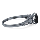 Oval Natural Stone Leaf Design Ring
