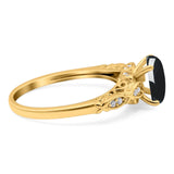 Oval Natural Stone Leaf Design Ring