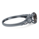 Oval Natural Stone Leaf Design Ring