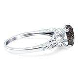 Oval Natural Stone Leaf Design Ring
