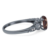Oval Natural Stone Leaf Design Ring