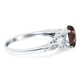 Oval Natural Stone Leaf Design Ring
