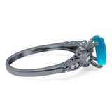Oval Natural Stone Leaf Design Ring