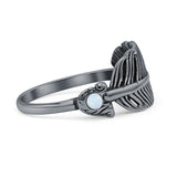 Oxidized Feather Ring