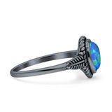 Twisted Rope Leaf Oxidized Ring