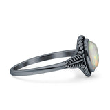 Twisted Rope Leaf Oxidized Ring