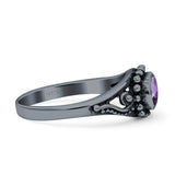 Petite Dainty Vintage Style Oval Thumb Ring Statement Fashion Oxidized Solid 925 Sterling Silver