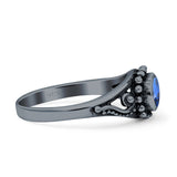 Petite Dainty Vintage Style Oval Thumb Ring Statement Fashion Oxidized Solid 925 Sterling Silver