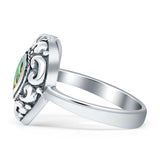 Oxidized Heart Abalone Shell Filigree Ring