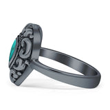 Oxidized Heart Turquoise Filigree Ring