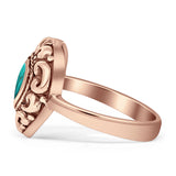 Oxidized Heart Turquoise Filigree Ring