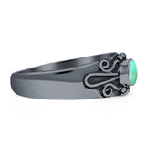 Oval 7mm Turquoise Oxidized Filigree Celtic Ring 925 Sterling Silver