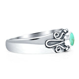 Oval 7mm Turquoise Oxidized Filigree Celtic Ring 925 Sterling Silver