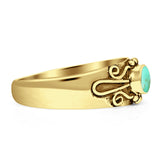 Oval 7mm Turquoise Oxidized Filigree Celtic Ring 925 Sterling Silver