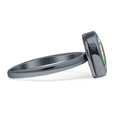 Oval 10mm Abalone Shell Oxidized Solitaire Ring 925 Sterling Silver