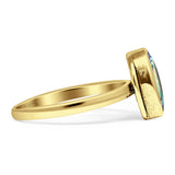 Oval 10mm Abalone Shell Oxidized Solitaire Ring 925 Sterling Silver