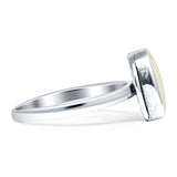 Oval 10mm Moonstone Oxidized Solitaire Ring 925 Sterling Silver