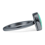 Oval 10mm Turquoise Oxidized Solitaire Ring 925 Sterling Silver