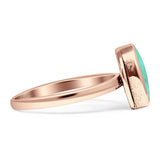 Oval 10mm Turquoise Oxidized Solitaire Ring 925 Sterling Silver