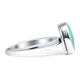 Oval 10mm Turquoise Oxidized Solitaire Ring 925 Sterling Silver