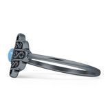 Round Mother Of Pearl Hamsa Hand Ring