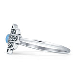 Round Mother Of Pearl Hamsa Hand Ring