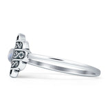 Round Moonstone Hamsa Hand Ring