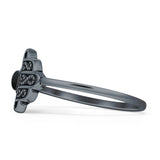 Round Black Onyx Hamsa Hand Ring