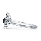 Round Black Onyx Hamsa Hand Ring