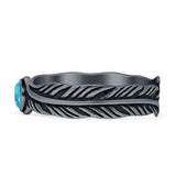 Round BlueOpal Feather Ring