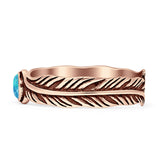 Round BlueOpal Feather Ring