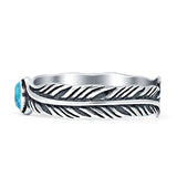 Round BlueOpal Feather Ring