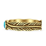 Round BlueOpal Feather Ring