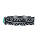 Round Turquoise Feather Ring