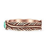 Round Turquoise Feather Ring