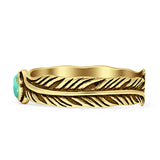 Round Turquoise Feather Ring