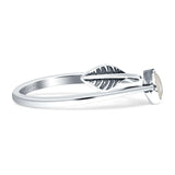 Round 10mm Moonstone Twisted Rope Feather Ring Oxidized 925 Sterling Silver