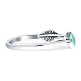 Round 10mm Turquoise Twisted Rope Feather Ring Oxidized 925 Sterling Silver