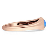 Oval 6mm Lab Created Blue Opal Signet Bold Ring Solitaire 925 Sterling Silver